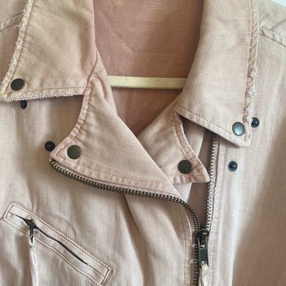 Free people baby pink Denim bomber jacket - Picture 2 of 6